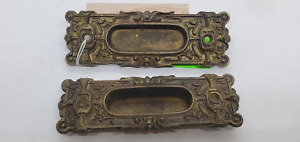 Pair Of Vintage Victorian Cast Brass Window Sash Lift Pocket Door Pull N132