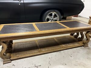 Vintage Oak Coffee Table And End Table Set With Slate Tray 1960s