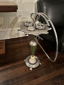 Antique Art Deco Smokers Stand With Onyx Base