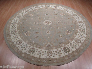 8 Feet Round 8x8 Amazing Light Color Palette Handmade Knotted Wool Rug 582904