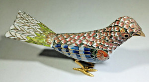 Vintage Colorful Cloisonne Bird Figurine About 7 Long