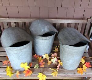 3 Tall Vintage Vermont Maple Sap Buckets Covers Rustic Farmhouse Fall Holidays