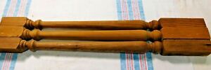Antique Salvage 3 Pine Spindles Stripped Square Ends And Turning 2084