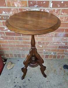 Antique Plant Fern Stand Side End Table Carved Pedestal Solid Walnut