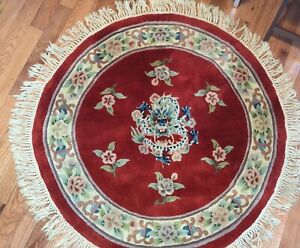 Year Of The Dragon Vintage Round Chinese Traditional Dragon Rug