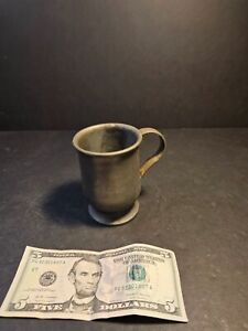 Early Hallmarked Pewter Cup Very Heavy 1 Pounds Great Primitive Piece 