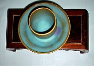 A Rare Song Dynasty Junyao Sky Blue Glazed Wine Cup With A Rosy Splash