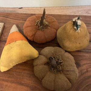 Primitive Grubby Grungy Pumpkin Candy Corn Pear Fall Tucks Bowl Fillers Ornies