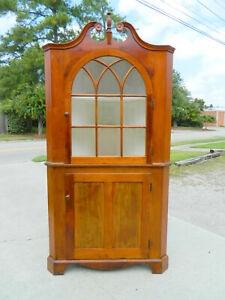 Pine Bench Made Arched Door Corner Cabinet Late 1800 S