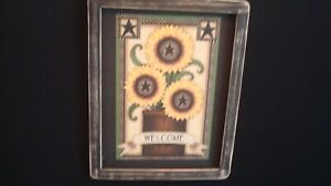 Prim Country Print Welcome With Sunflowers Handmade Black Frame 9 1 2 X 12 
