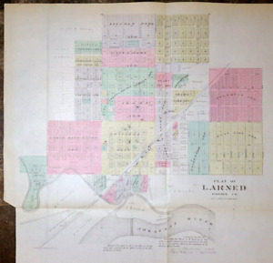 1887 Map Larned Kansas Large City Map 22 X 22 Free S H 009