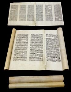 Rare Scroll Torah Bible Manuscript Vellum 100 150 Yrs Old Italy The Great Flood