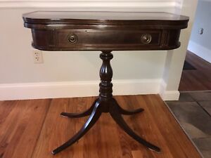 Antique Mahogany Game Table Swivel Open And Mirror