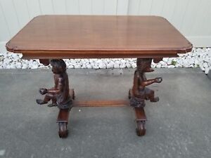 1800 S Antique French Renaissance Revival Carved Cherubs Table