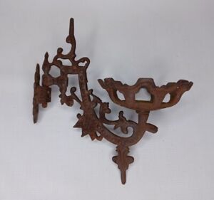 Wrought Iron Wall Sconce Hinged Candleholder Rusty Rustic Decor
