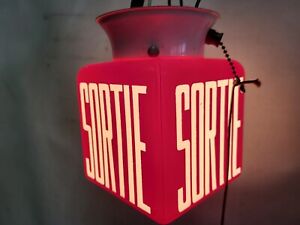 Art Deco Ruby Red Square Glass Sortie Exit Light Sign Fixture Cinema Theater