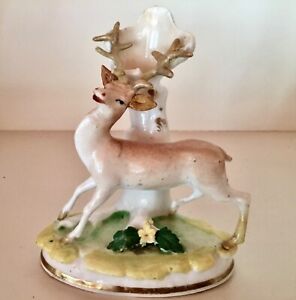 Antique Staffordshire Porcelain Deer Spill Vase C1835 Samuel Alcock