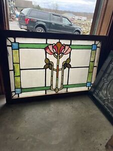 Sg4687 Antique Stained Glass Transom Window 24 75 X 37 75 