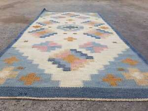 Antique Handmade Scandinavian Beautiful Multicolor Kilim Rug Carpet 168x87cm