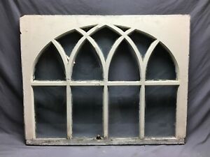 Antique Gothic Arched Window Sash Shabby 34x43 Vintage Chic Old 842 21b
