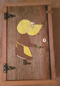 Vintage Holly Hobbie Small Handmade Solid Wood Primitive Hanging Wall Cabinet