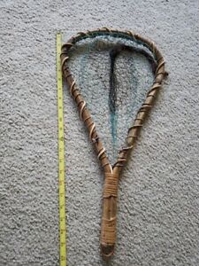 Handmade Bamboo Fishing Net 22 Inches Long Great For Cabin Or To Use Great Cond 