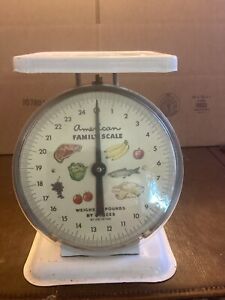 Vintage American Family Kitchen Scale 25 Lb W Face With Pics Of Assorted Food