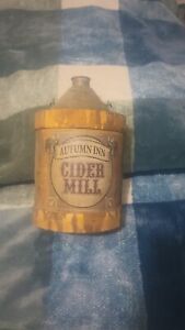 Wooden Autumn Inn Apple Cider Jug With Metal Top And Handle