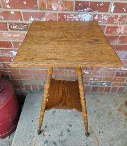 Antique Oak Plant Stand Fern Stand Table Handmade 2 Shelves Turned Wood Legs