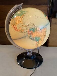 Vintage Rand Mcnally Lighted Electric Physical Political World Globe Lamp