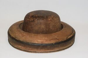 Antique Wood Millinery Hat Block Crown And Brim Mold Set Gerner Cleveland Ohio