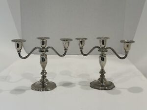 Vintage Godinger Silver Plated 3 Light Candelabra Set Of 2 Art Nouveau