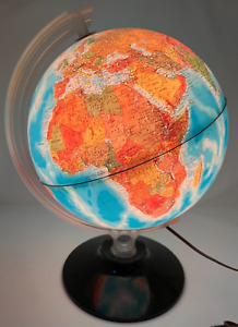 Vintage Rand Mcnally Globe Physical Political Lighted World Globe 1982