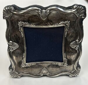 925 Sterling Silver Rectangle Repousse Picture Frame Small 4 X 4 