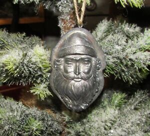 Primitive Antique Vtg Tin Style Christmas Santa Claus Resin Chocolate Mold