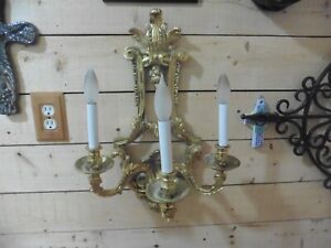 Vintage Sconce Solid Brass 17lbs 23x16 Light Fixture New York City Hotel Reno