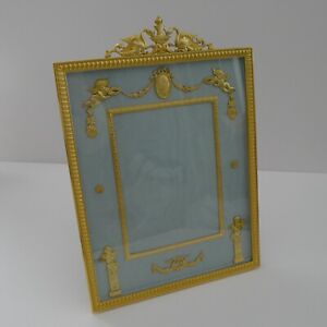 Magnificent Large Antique French Gilded Bronze Picture Frame Cherubs