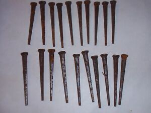 20 Vintage Old Square Cut Nails 2 1 2 Long Un Used Rusty Straight Nails 