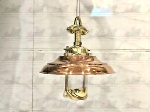Nautical Passageway Bulkhead Brass Hanging New Light With Copper Shade