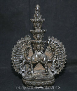 7 4 Old Tibet Bronze Buddhism 1000 Arms Head Avalokiteshvara The Goddess Statue