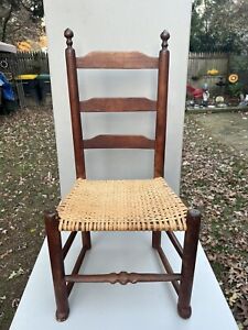 Antique Shaker Rush Style Child S Ladder Back Slatted Seat Chair Solid Chair 