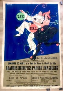 Carnival 1930 Original French Antique Art Deco Poster Lithograph Cappiello Style
