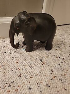 Elephant India Wood Hand Carved 6 Inch Statue