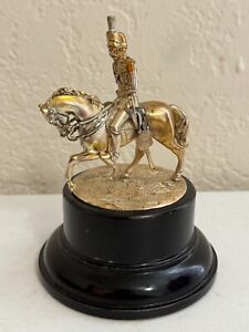 Antique 1884 English Charles Edwards Sterling Silver Soldier On Horse Figurine