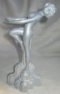 Frankart Style Art Deco Nymph With Her Arms Out Sanded Aluminum Figurine 9 Usa