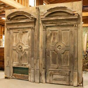 Pair Of Massive Antique Salvaged Architectural Doors With Arches Over 9 Wide