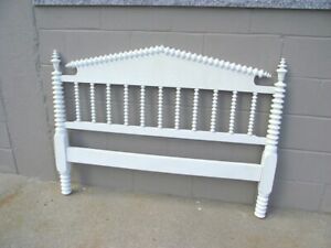 Antique Jenny Lind Wood Headboard Shabby Chic Country Spindle Spool Full Bed