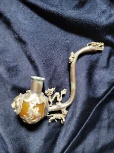 Amazing Antique Chinese Opium Circa 1865 Silver And Jade