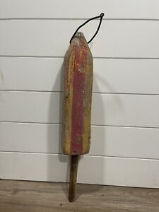 Authentic Antique Wooden Lobster Fishing Buoy Nautical