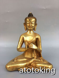 8 4 Antiquecopper Pure Copper Giltgold Sakyamuni Buddha Statue Pendulum Piece B